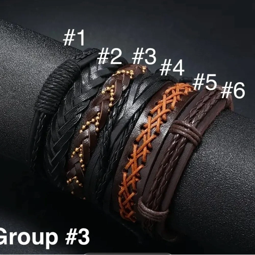 Men's Hand-woven Multi-layer Leather Set Bracelet.  All bracelets are Adjustable